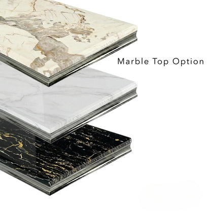 Luxury Lorens 200cm Marble Dining Table in Cream/Beige With Chrome 4-Leg Base