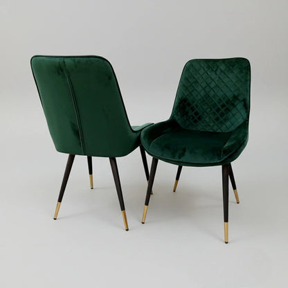 Luxury Lyder Plush Velvet Dining Chair With Cross Stitch Back And Scandinavian Black Metal Legs