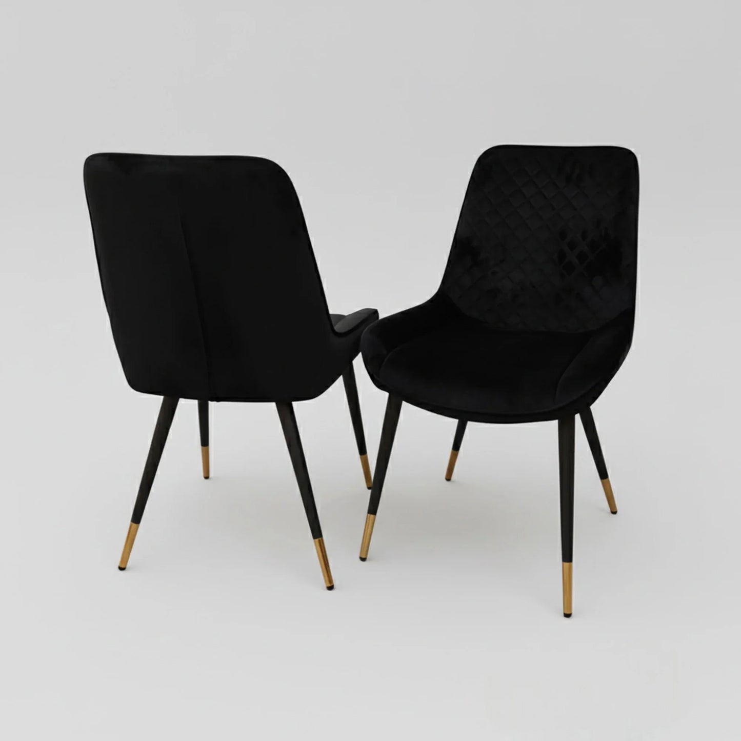 Luxury Lyder Plush Velvet Dining Chair With Cross Stitch Back And Scandinavian Black Metal Legs