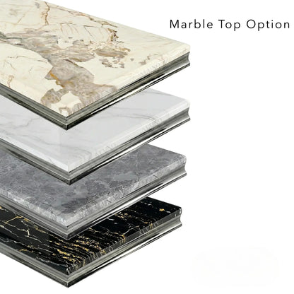 Luxury Orvar 180cm Marble Dining Table With Double Ring Chrome Base