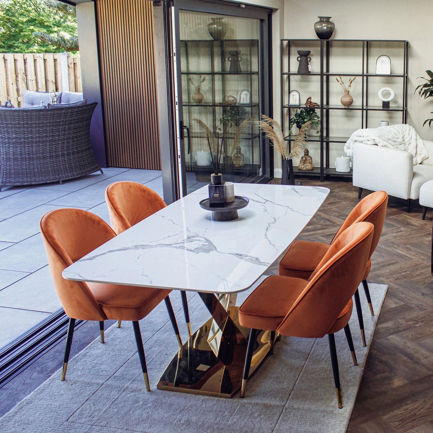 Luxury Vittoria 180cm Slimline Sintered Stone Dining Table With V-Shaped Pedestal Base