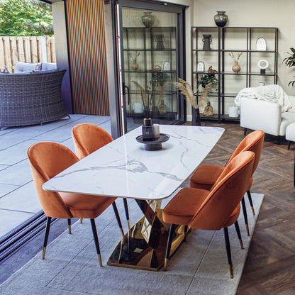 Luxury Vittoria 180cm Slimline Sintered Stone Dining Table With V-Shaped Pedestal Base