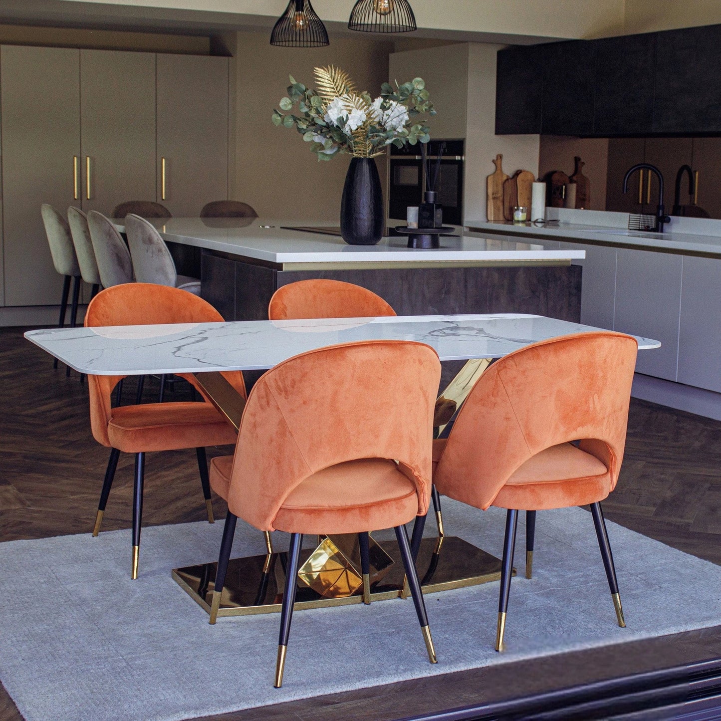 Luxury Vittoria 180cm Slimline Sintered Stone Dining Table With V-Shaped Pedestal Base