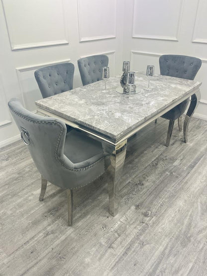 Louis 200CM Chrome Marble Dining Set with Megan Chairs