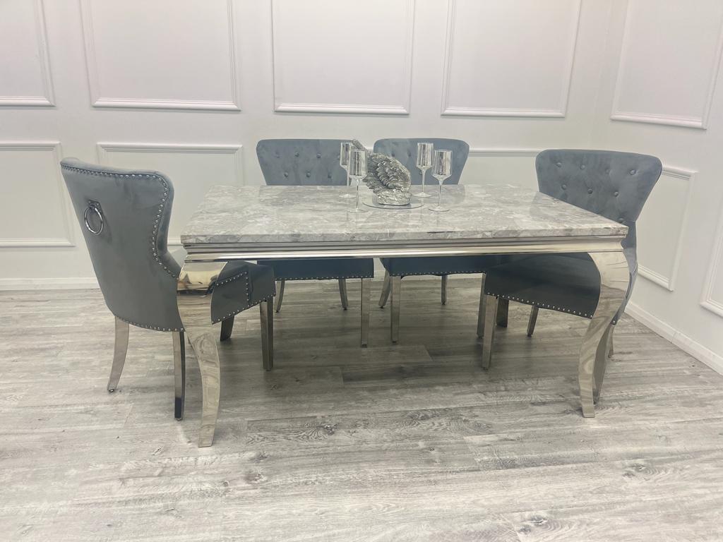 Louis 200CM Chrome Marble Dining Set with Megan Chairs