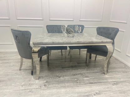 Louis 150CM Chrome Marble Dining Set with Megan Chairs