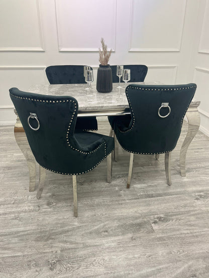Louis 200CM Chrome Marble Dining Set with Megan Chairs