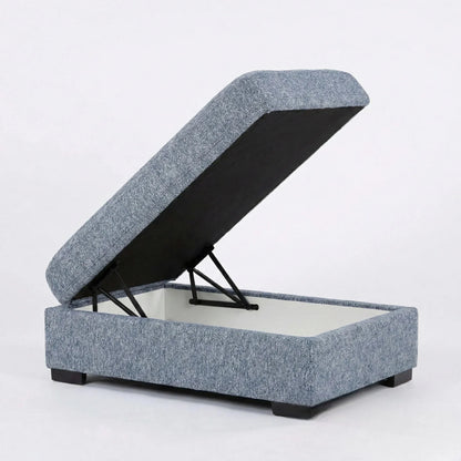 Aluxo Madison 4+1+Storage Footstool Modular Sofa In Blue Boucle Fabric