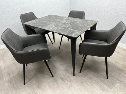 Miami 120CM Black & Gold Ceramic Dining Table