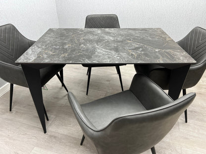 Miami 120CM Black & Gold Ceramic Dining Table