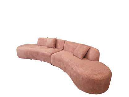 Miami Curved Cinema Boucle Sofa In Black Fabric