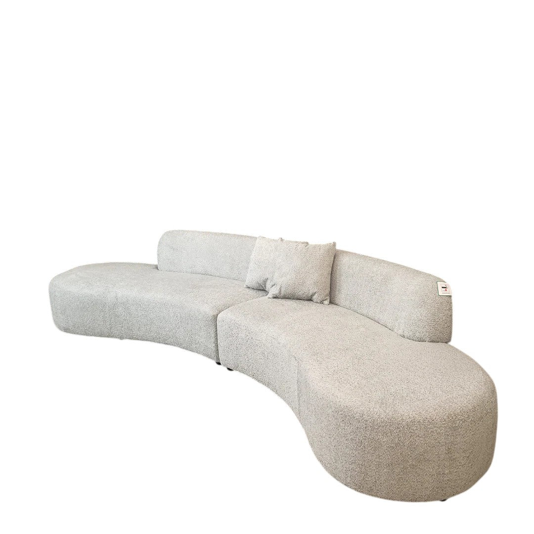 Miami Curved Cinema Boucle Sofa In Black Fabric