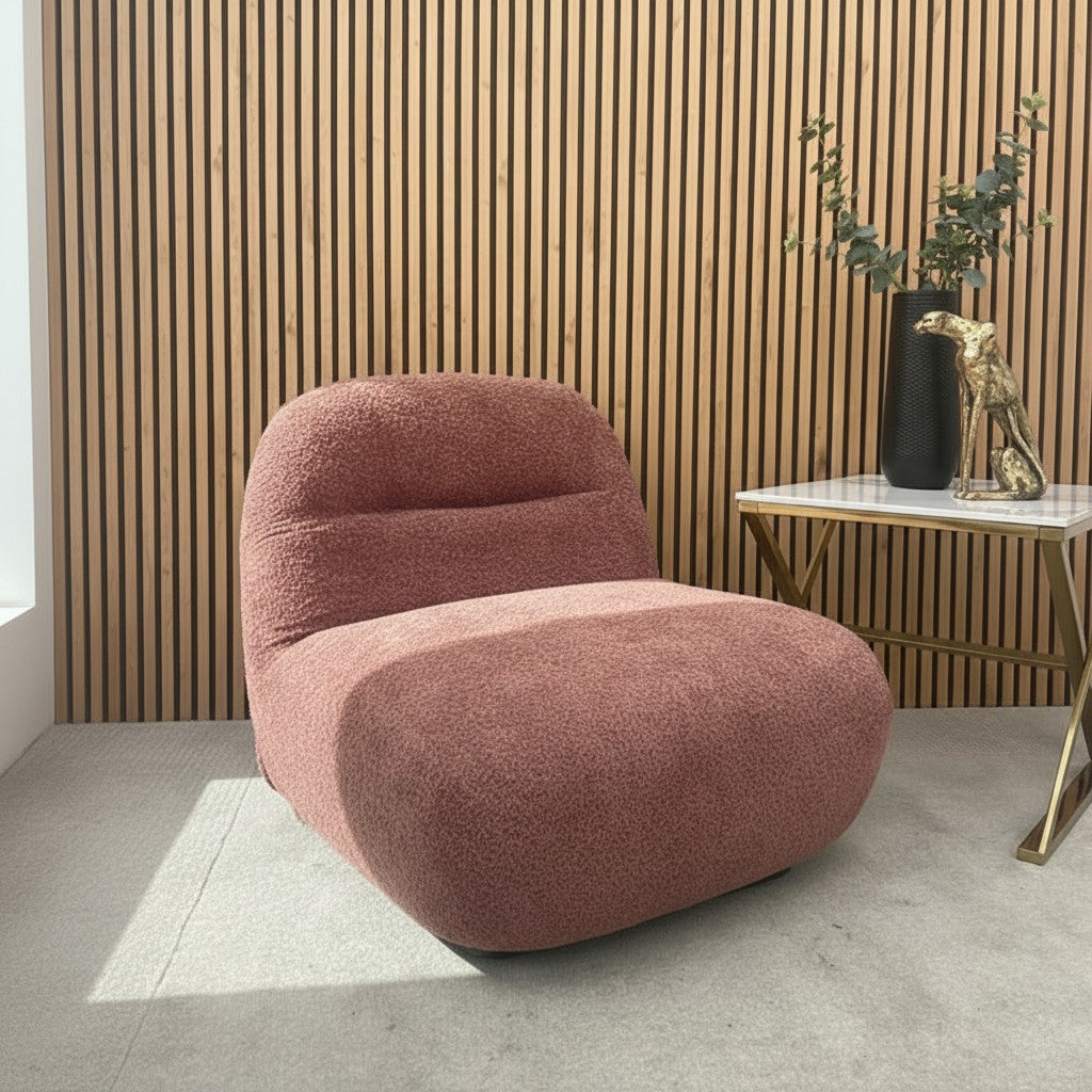 Miami Swivel Accent Armchair In Blush Orange Fabric