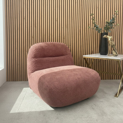 Miami Swivel Accent Armchair In Blush Orange Fabric