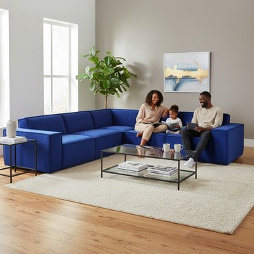 Midland Corner Sofa In Buxton Navy Blue Velvet Fabric