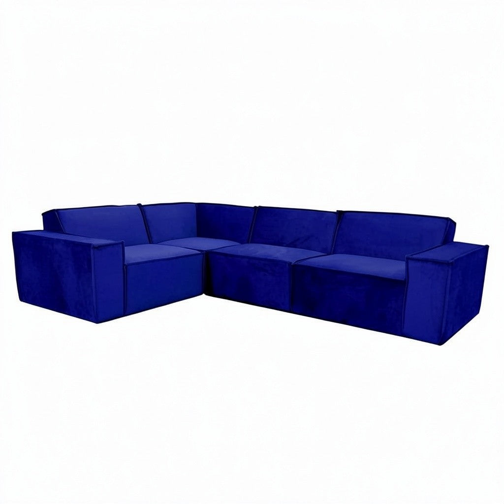 Midland Corner Sofa In Steel Grey Velvet Fabric