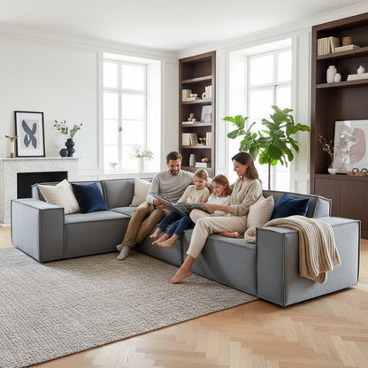 Midland Corner Sofa In Steel Grey Velvet Fabric
