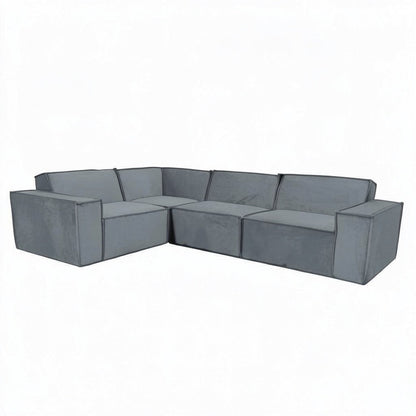Midland Corner Sofa In Steel Grey Velvet Fabric