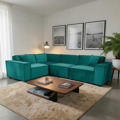 Midland Corner Sofa In Steel Grey Velvet Fabric