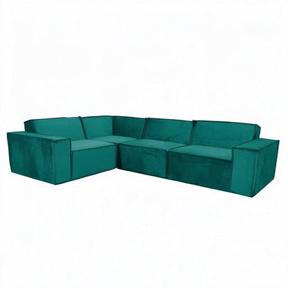 Midland Corner Sofa In Teal Green Velvet Fabric