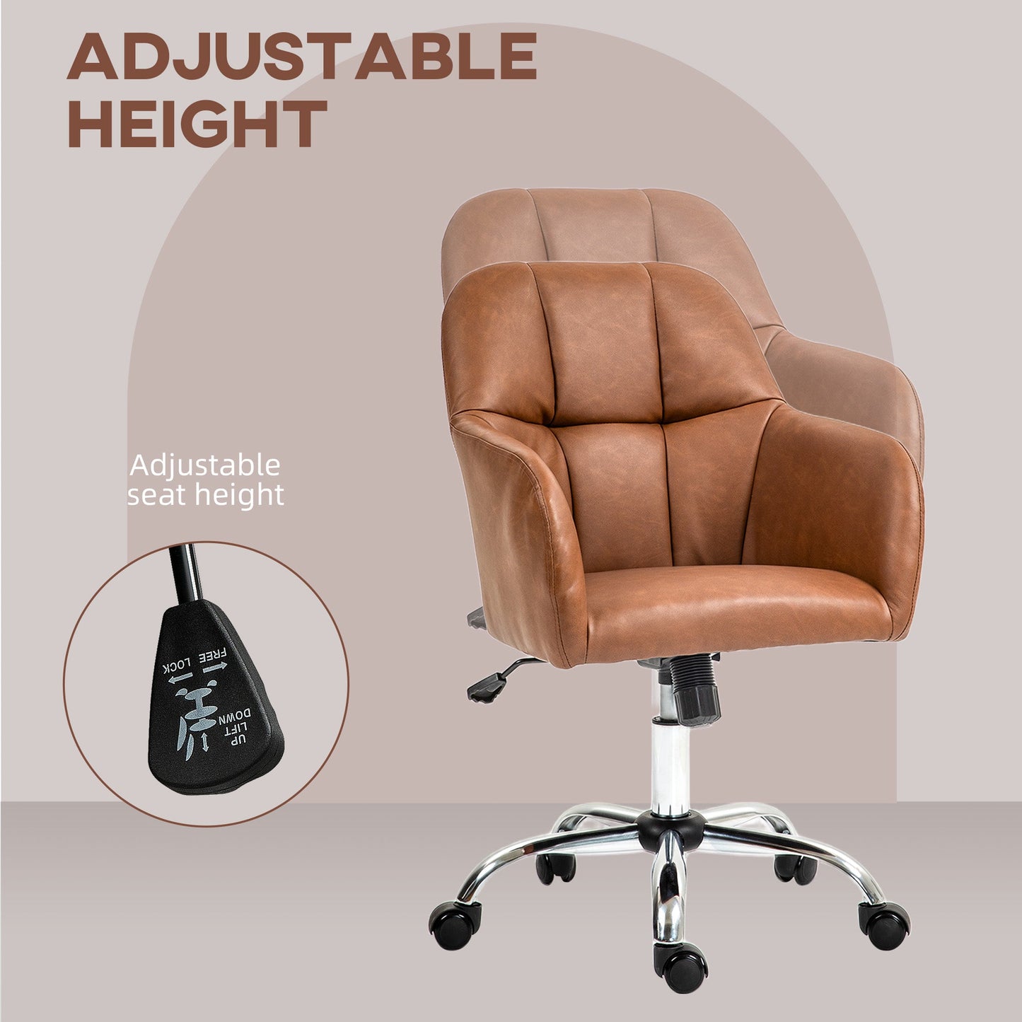 Aurora Computer Desk Chair with PU Leather, Swivel Wheels