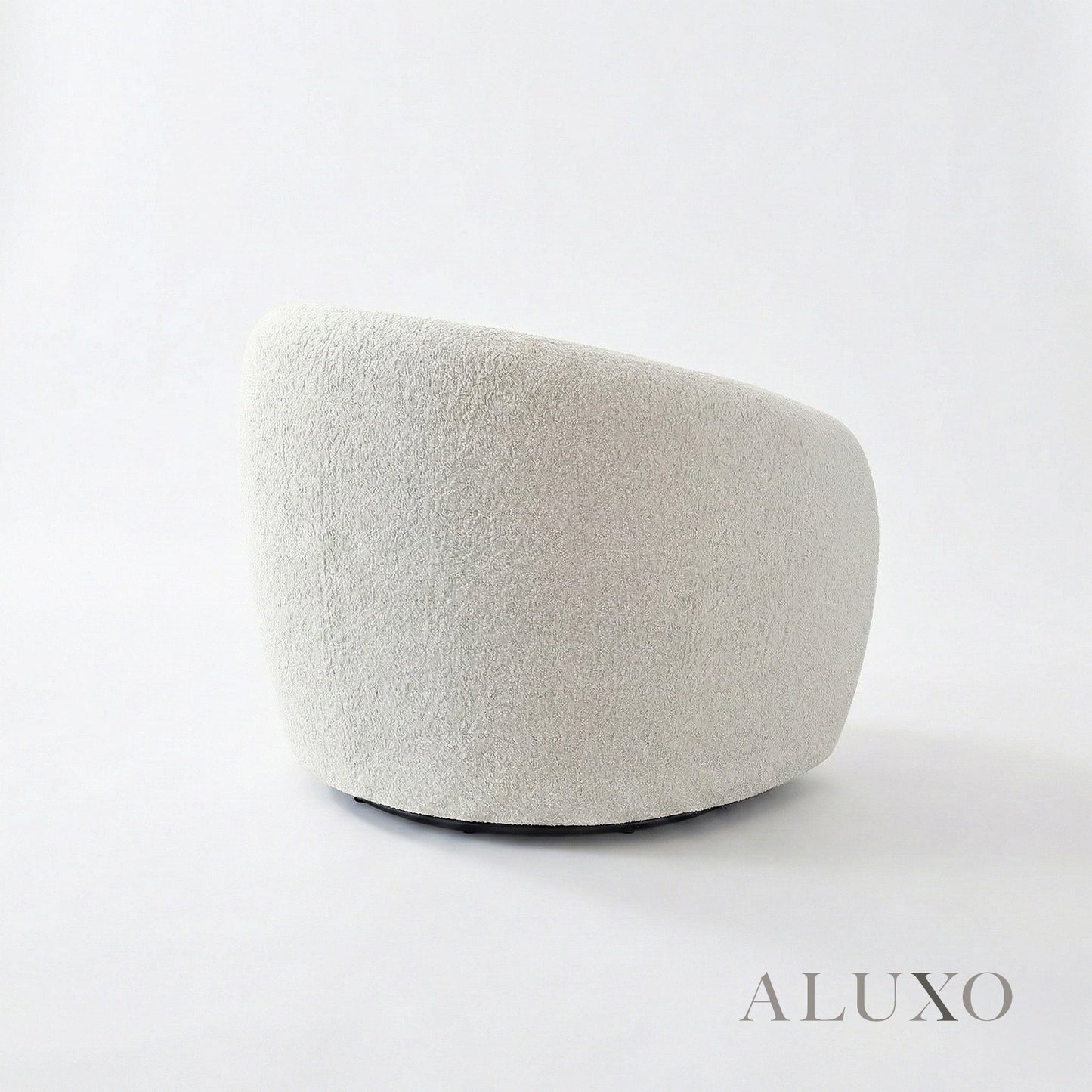 Nolita Swivel Chair – Latte Grey-Milk Teddy Bouclé | 360° Organic Design