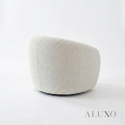 Nolita Swivel Chair – Latte Grey-Milk Teddy Bouclé | 360° Organic Design