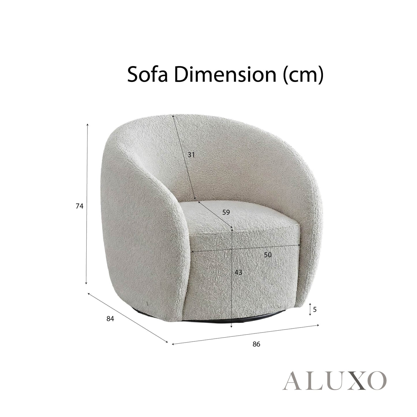 Nolita Swivel Chair – Latte Grey-Milk Teddy Bouclé | 360° Organic Design
