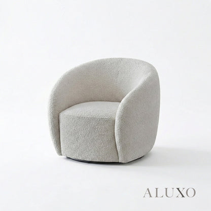 Nolita Swivel Chair – Latte Grey-Milk Teddy Bouclé | 360° Organic Design