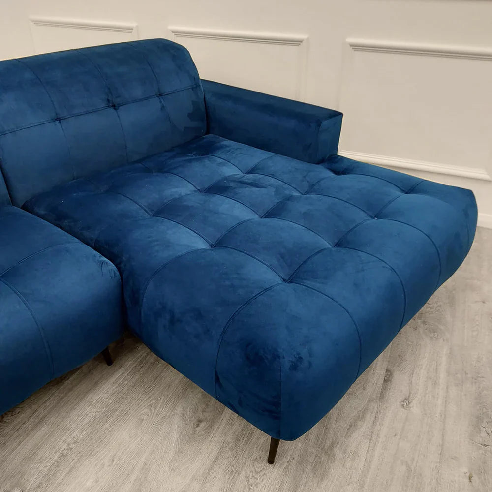 Oslo Premium Plush Velvet Fabric Corner 2 Piece Open Plan Sofa In 6 Colours