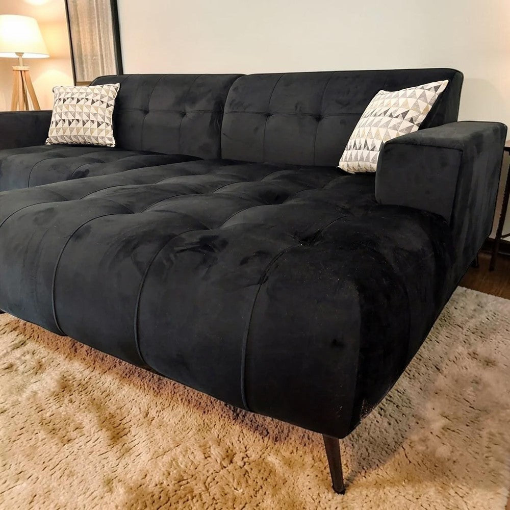 Oslo Open 2 Piece Plan Sofa In Emerald Green Velvet Fabric