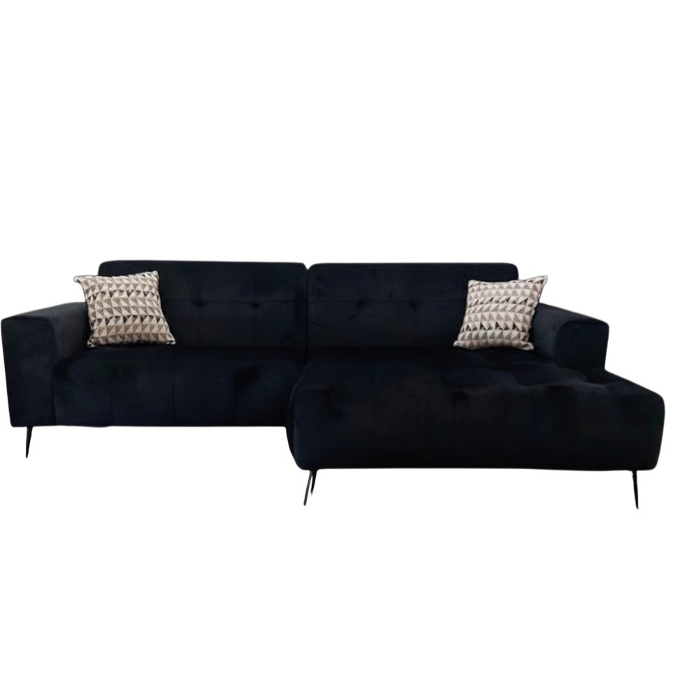 Oslo Open 2 Piece Plan Sofa In Steel Grey Velvet Fabric