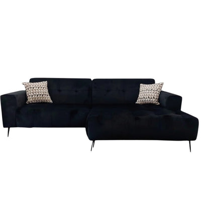 Oslo Open 2 Piece Plan Sofa In Steel Grey Velvet Fabric