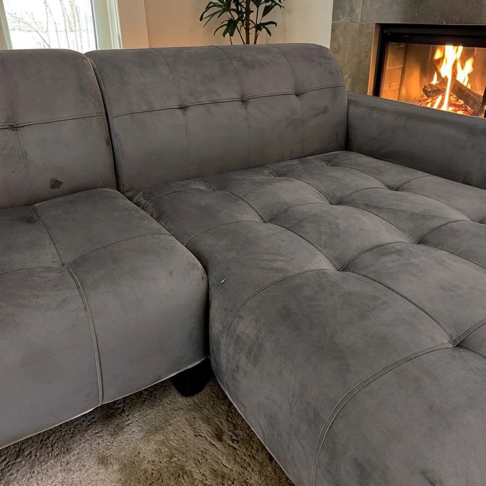 Oslo Open 2 Piece Plan Sofa In Marine Blue Velvet Fabric