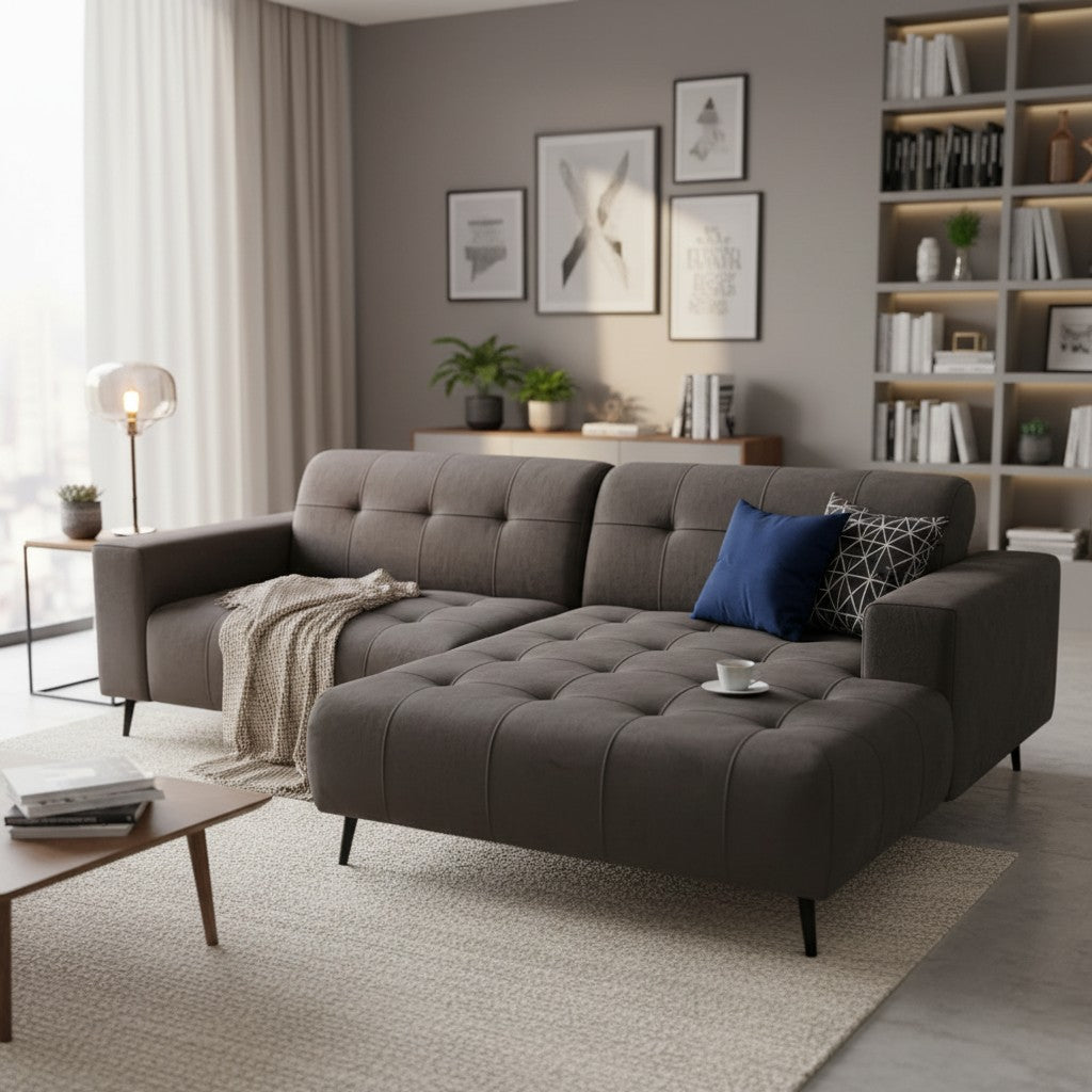 Oslo Open 2 Piece Plan Sofa In Marine Blue Velvet Fabric