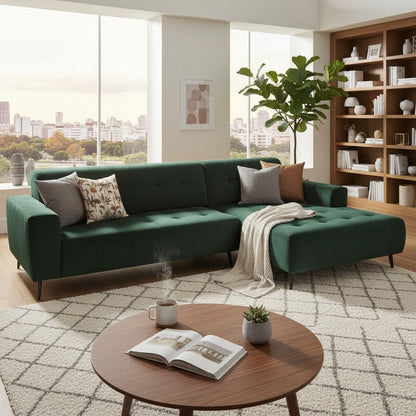 Oslo Open 2 Piece Plan Sofa In Steel Grey Velvet Fabric