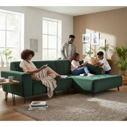 Oslo Open 2 Piece Plan Sofa In Dark Suede (Bison Black) Velvet Fabric