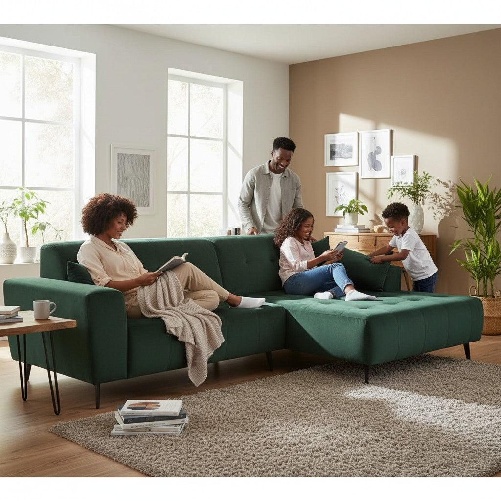 Oslo Open 2 Piece Plan Sofa In Silver Grey Velvet Fabric