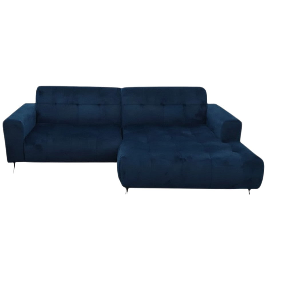 Oslo Open 2 Piece Plan Sofa In Steel Grey Velvet Fabric