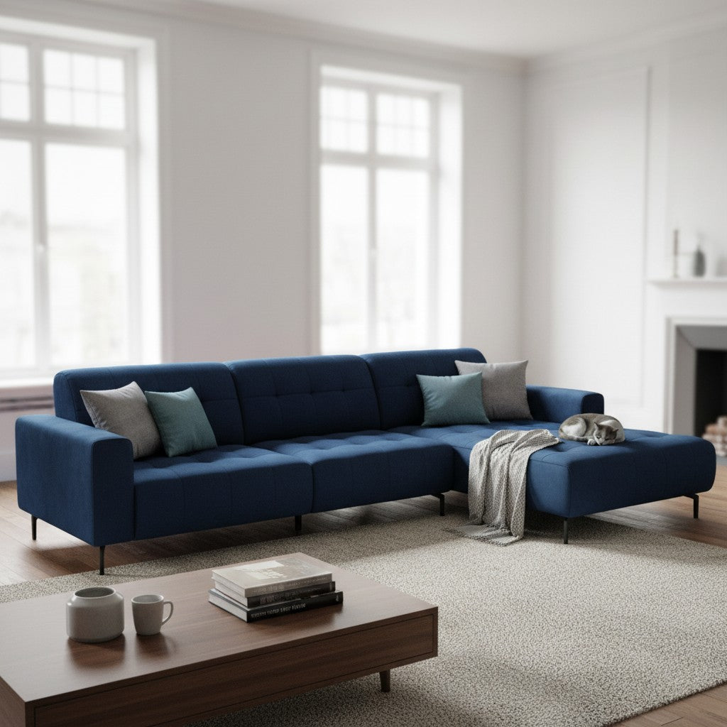 Oslo Open 2 Piece Plan Sofa In Silver Grey Velvet Fabric