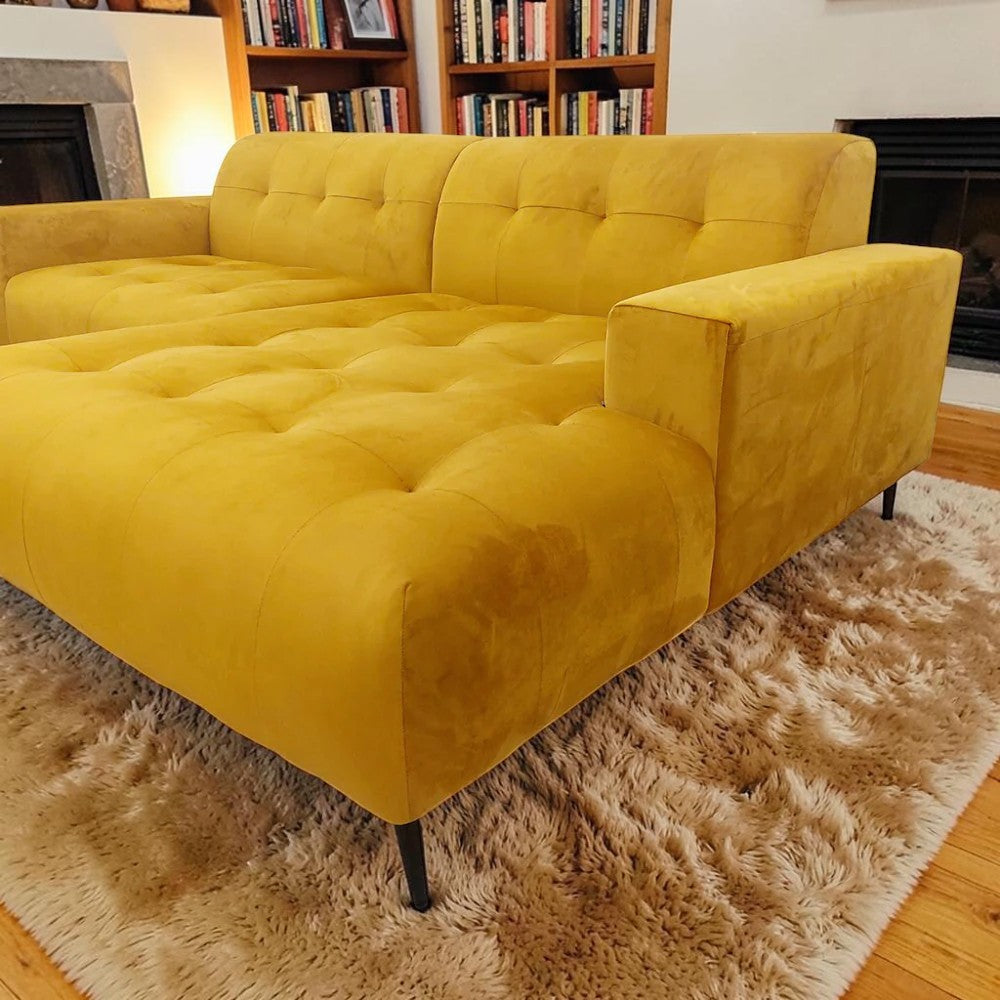 Oslo Open 2 Piece Plan Sofa In Steel Grey Velvet Fabric