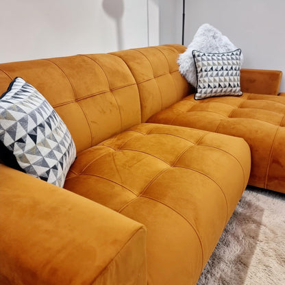 Oslo Open 2 Piece Plan Sofa In Dark Suede (Bison Black) Velvet Fabric
