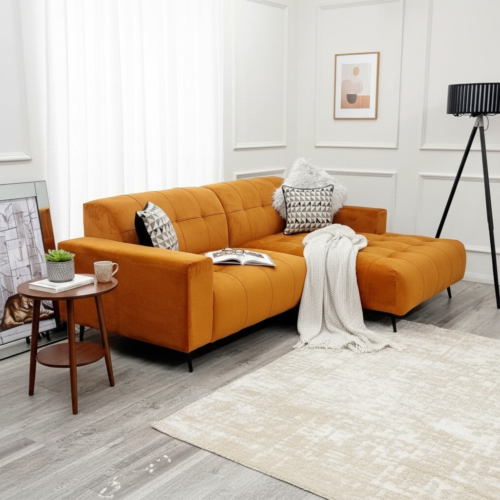 Oslo Open 2 Piece Plan Sofa In Steel Grey Velvet Fabric
