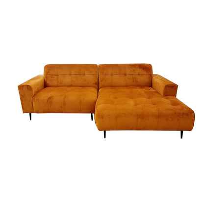Oslo Open 2 Piece Plan Sofa In Marine Blue Velvet Fabric