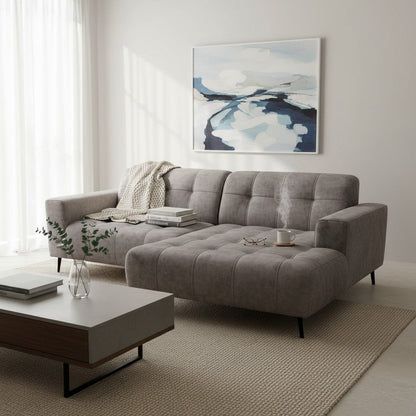 Oslo Open 2 Piece Plan Sofa In Marine Blue Velvet Fabric