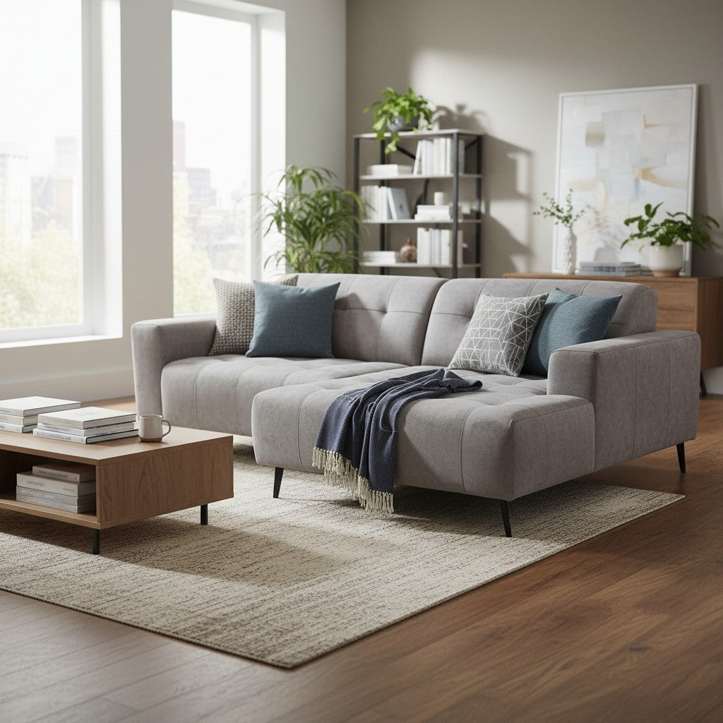 Oslo Open 2 Piece Plan Sofa In Dark Suede (Bison Black) Velvet Fabric