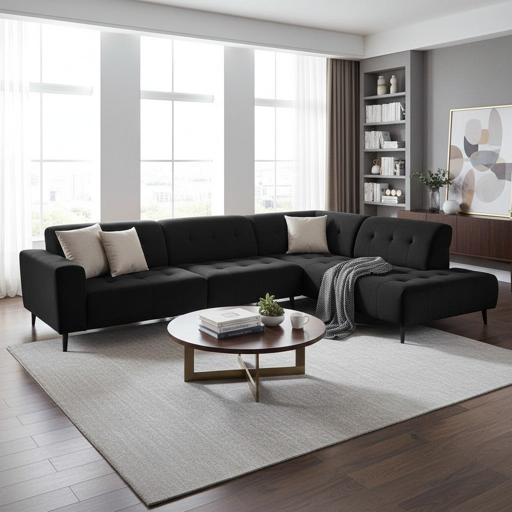 Oslo Open 3 Piece Plan Sofa In Emerald Green Velvet Fabric