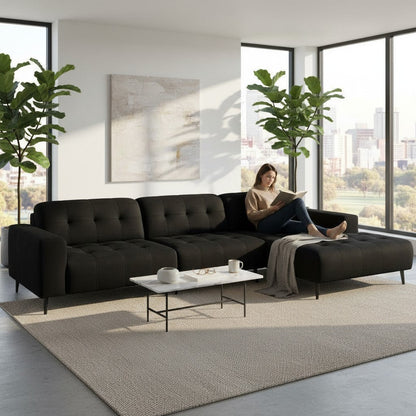 Oslo Open 3 Piece Plan Sofa In Marine Blue Velvet Fabric