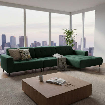 Oslo Open 3 Piece Plan Sofa In Marine Blue Velvet Fabric
