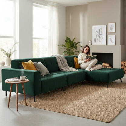 Oslo Open 3 Piece Plan Sofa In Burnt Orange Velvet Fabric